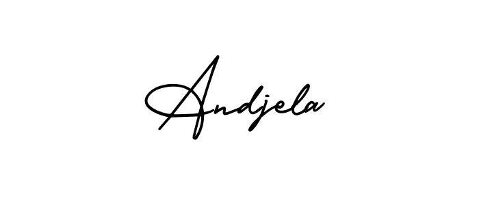 How to make Andjela name signature. Use AmerikaSignatureDemo-Regular style for creating short signs online. This is the latest handwritten sign. Andjela signature style 3 images and pictures png