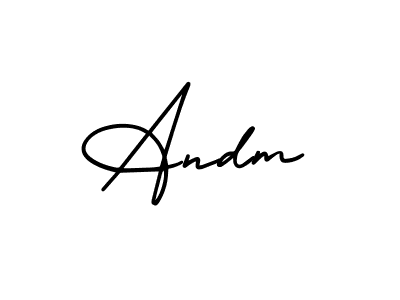 How to make Andm name signature. Use AmerikaSignatureDemo-Regular style for creating short signs online. This is the latest handwritten sign. Andm signature style 3 images and pictures png
