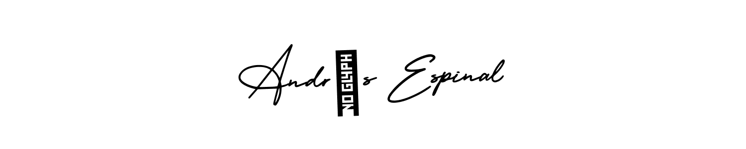 You should practise on your own different ways (AmerikaSignatureDemo-Regular) to write your name (Andrés Espinal) in signature. don't let someone else do it for you. Andrés Espinal signature style 3 images and pictures png