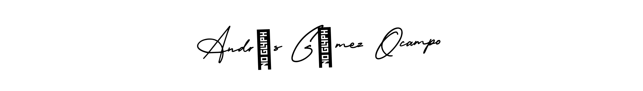 The best way (AmerikaSignatureDemo-Regular) to make a short signature is to pick only two or three words in your name. The name Andrés Gómez Ocampo include a total of six letters. For converting this name. Andrés Gómez Ocampo signature style 3 images and pictures png