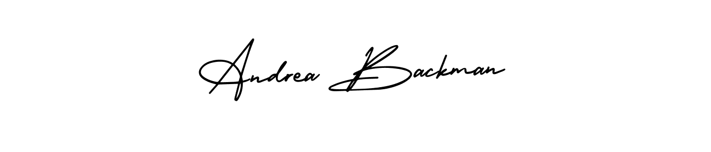 You should practise on your own different ways (AmerikaSignatureDemo-Regular) to write your name (Andrea Backman) in signature. don't let someone else do it for you. Andrea Backman signature style 3 images and pictures png