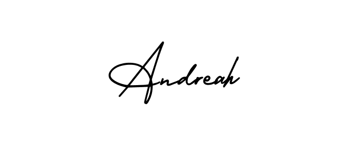How to make Andreah name signature. Use AmerikaSignatureDemo-Regular style for creating short signs online. This is the latest handwritten sign. Andreah signature style 3 images and pictures png
