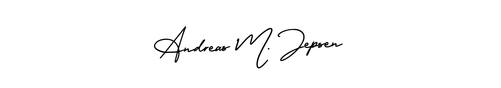 This is the best signature style for the Andreas M. Jepsen name. Also you like these signature font (AmerikaSignatureDemo-Regular). Mix name signature. Andreas M. Jepsen signature style 3 images and pictures png