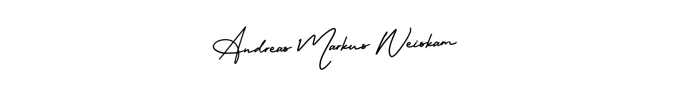 The best way (AmerikaSignatureDemo-Regular) to make a short signature is to pick only two or three words in your name. The name Andreas Markus Weiskam include a total of six letters. For converting this name. Andreas Markus Weiskam signature style 3 images and pictures png