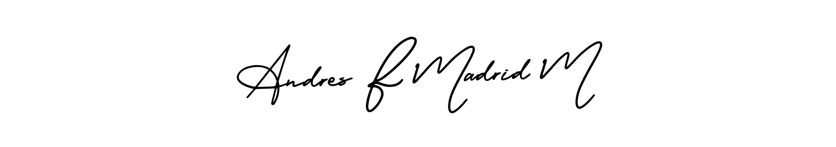 Use a signature maker to create a handwritten signature online. With this signature software, you can design (AmerikaSignatureDemo-Regular) your own signature for name Andres F Madrid M. Andres F Madrid M signature style 3 images and pictures png
