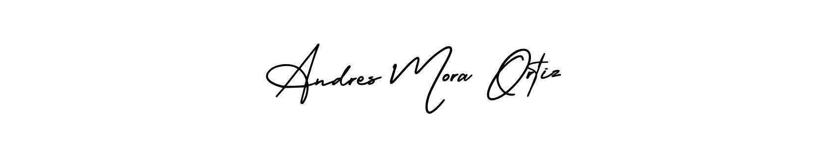 You should practise on your own different ways (AmerikaSignatureDemo-Regular) to write your name (Andres Mora Ortiz) in signature. don't let someone else do it for you. Andres Mora Ortiz signature style 3 images and pictures png