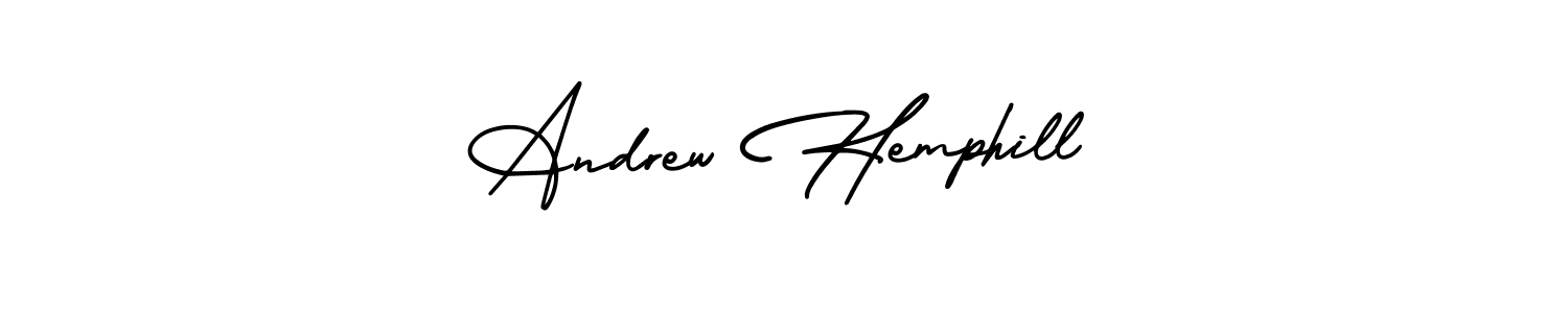 The best way (AmerikaSignatureDemo-Regular) to make a short signature is to pick only two or three words in your name. The name Andrew Hemphill include a total of six letters. For converting this name. Andrew Hemphill signature style 3 images and pictures png