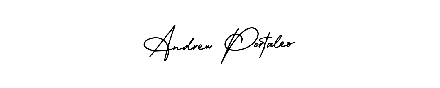 You should practise on your own different ways (AmerikaSignatureDemo-Regular) to write your name (Andrew Portales) in signature. don't let someone else do it for you. Andrew Portales signature style 3 images and pictures png