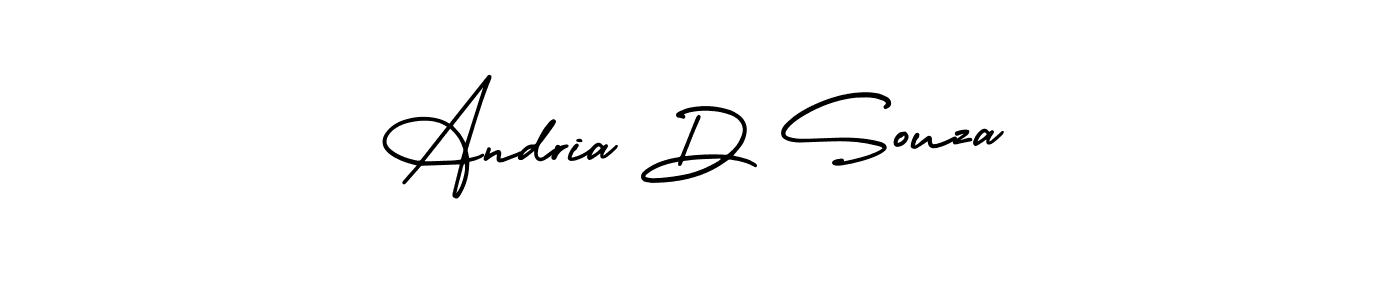 This is the best signature style for the Andria D Souza name. Also you like these signature font (AmerikaSignatureDemo-Regular). Mix name signature. Andria D Souza signature style 3 images and pictures png