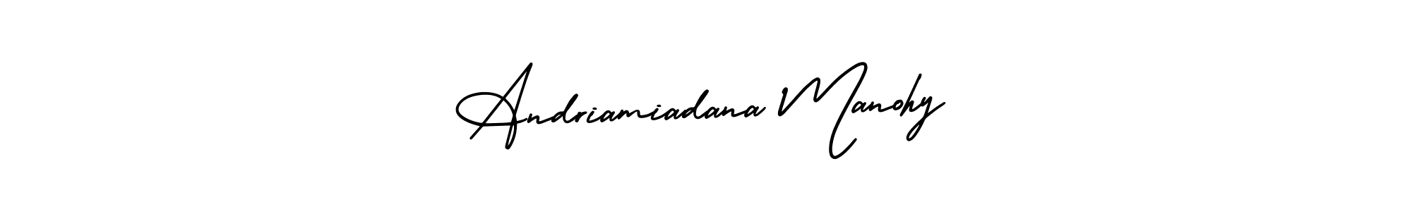 How to make Andriamiadana Manohy name signature. Use AmerikaSignatureDemo-Regular style for creating short signs online. This is the latest handwritten sign. Andriamiadana Manohy signature style 3 images and pictures png