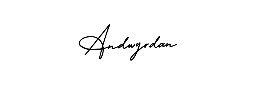 You should practise on your own different ways (AmerikaSignatureDemo-Regular) to write your name (Andwyrdan) in signature. don't let someone else do it for you. Andwyrdan signature style 3 images and pictures png