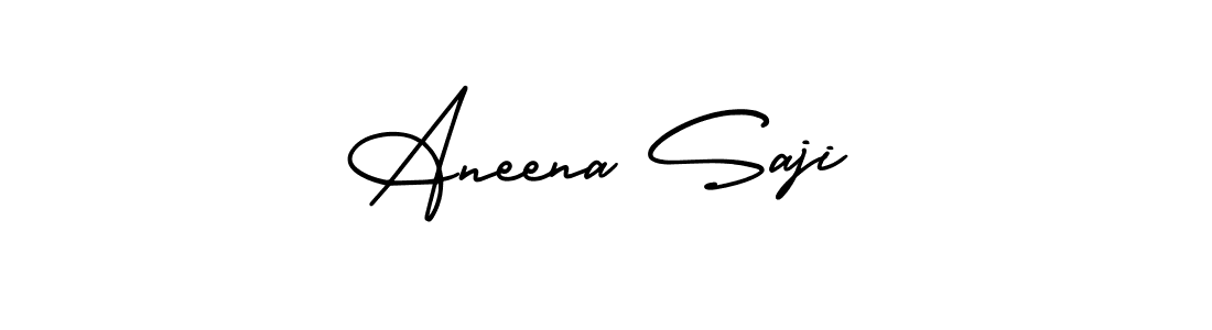 This is the best signature style for the Aneena Saji name. Also you like these signature font (AmerikaSignatureDemo-Regular). Mix name signature. Aneena Saji signature style 3 images and pictures png