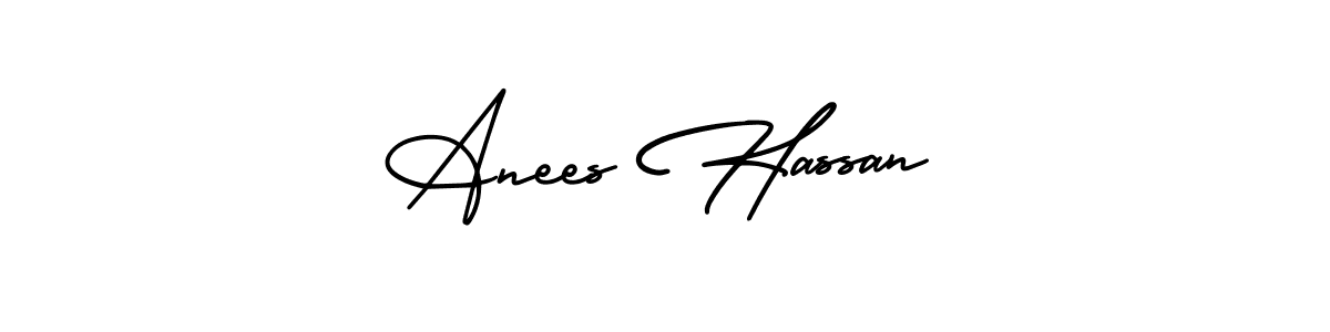 Make a beautiful signature design for name Anees Hassan. With this signature (AmerikaSignatureDemo-Regular) style, you can create a handwritten signature for free. Anees Hassan signature style 3 images and pictures png