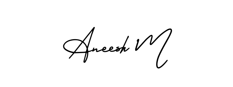 How to make Aneesh M name signature. Use AmerikaSignatureDemo-Regular style for creating short signs online. This is the latest handwritten sign. Aneesh M signature style 3 images and pictures png