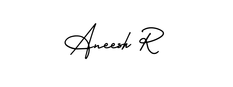 You should practise on your own different ways (AmerikaSignatureDemo-Regular) to write your name (Aneesh R) in signature. don't let someone else do it for you. Aneesh R signature style 3 images and pictures png