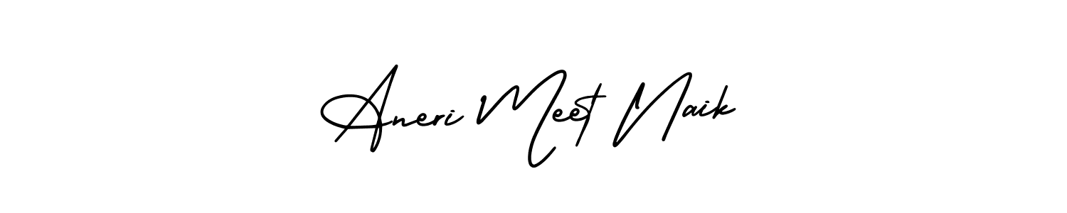 How to make Aneri Meet Naik name signature. Use AmerikaSignatureDemo-Regular style for creating short signs online. This is the latest handwritten sign. Aneri Meet Naik signature style 3 images and pictures png