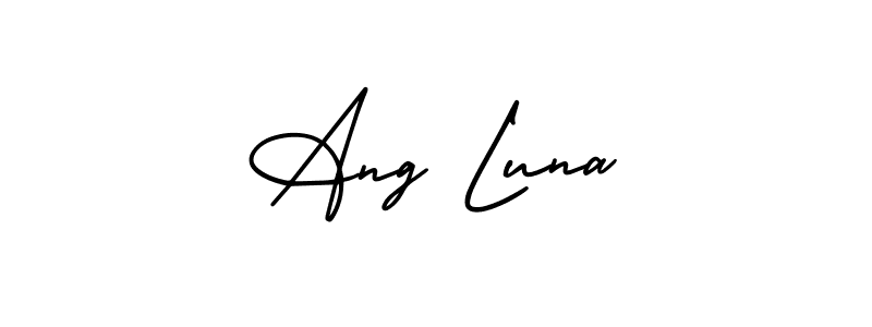 This is the best signature style for the Ang Luna name. Also you like these signature font (AmerikaSignatureDemo-Regular). Mix name signature. Ang Luna signature style 3 images and pictures png
