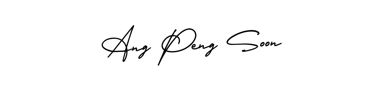 You should practise on your own different ways (AmerikaSignatureDemo-Regular) to write your name (Ang Peng Soon) in signature. don't let someone else do it for you. Ang Peng Soon signature style 3 images and pictures png