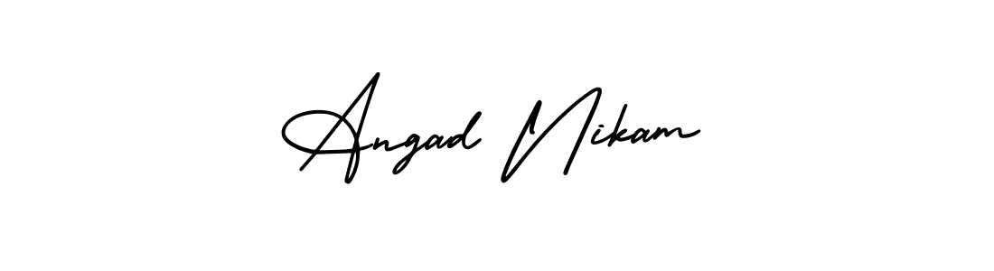 Angad Nikam stylish signature style. Best Handwritten Sign (AmerikaSignatureDemo-Regular) for my name. Handwritten Signature Collection Ideas for my name Angad Nikam. Angad Nikam signature style 3 images and pictures png