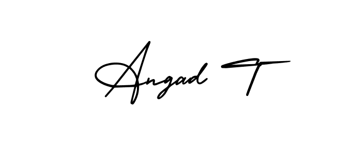 if you are searching for the best signature style for your name Angad T. so please give up your signature search. here we have designed multiple signature styles  using AmerikaSignatureDemo-Regular. Angad T signature style 3 images and pictures png