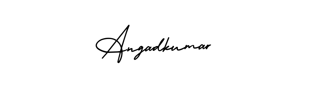 The best way (AmerikaSignatureDemo-Regular) to make a short signature is to pick only two or three words in your name. The name Angadkumar include a total of six letters. For converting this name. Angadkumar signature style 3 images and pictures png