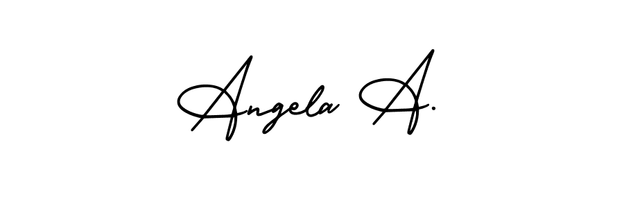 This is the best signature style for the Angela A. name. Also you like these signature font (AmerikaSignatureDemo-Regular). Mix name signature. Angela A. signature style 3 images and pictures png