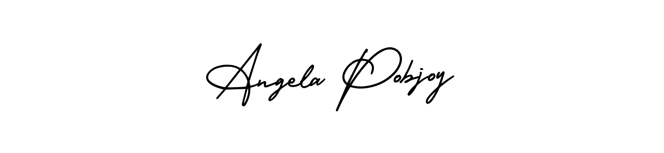 The best way (AmerikaSignatureDemo-Regular) to make a short signature is to pick only two or three words in your name. The name Angela Pobjoy include a total of six letters. For converting this name. Angela Pobjoy signature style 3 images and pictures png