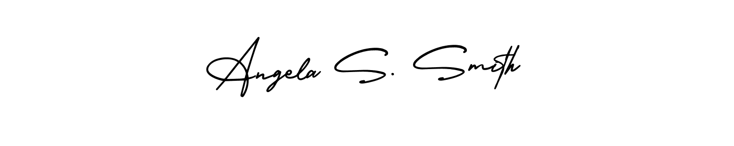 You should practise on your own different ways (AmerikaSignatureDemo-Regular) to write your name (Angela S. Smith) in signature. don't let someone else do it for you. Angela S. Smith signature style 3 images and pictures png