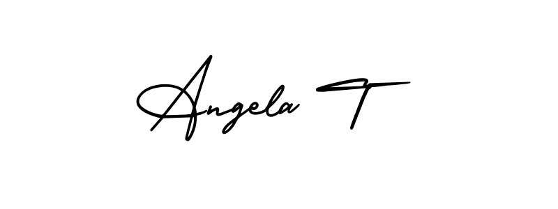 Use a signature maker to create a handwritten signature online. With this signature software, you can design (AmerikaSignatureDemo-Regular) your own signature for name Angela T. Angela T signature style 3 images and pictures png