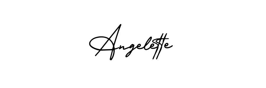 Use a signature maker to create a handwritten signature online. With this signature software, you can design (AmerikaSignatureDemo-Regular) your own signature for name Angelette. Angelette signature style 3 images and pictures png
