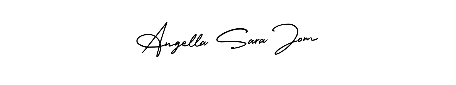 The best way (AmerikaSignatureDemo-Regular) to make a short signature is to pick only two or three words in your name. The name Angella Sara Jom include a total of six letters. For converting this name. Angella Sara Jom signature style 3 images and pictures png
