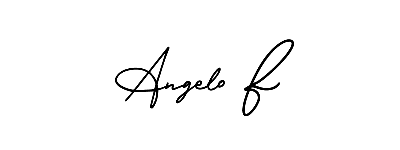 You should practise on your own different ways (AmerikaSignatureDemo-Regular) to write your name (Angelo F) in signature. don't let someone else do it for you. Angelo F signature style 3 images and pictures png