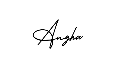 How to make Angha name signature. Use AmerikaSignatureDemo-Regular style for creating short signs online. This is the latest handwritten sign. Angha signature style 3 images and pictures png