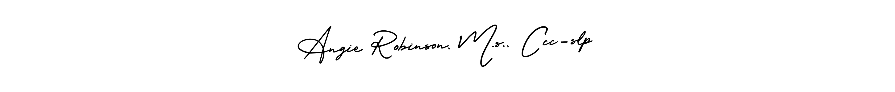 It looks lik you need a new signature style for name Angie Robinson, M.s., Ccc-slp. Design unique handwritten (AmerikaSignatureDemo-Regular) signature with our free signature maker in just a few clicks. Angie Robinson, M.s., Ccc-slp signature style 3 images and pictures png