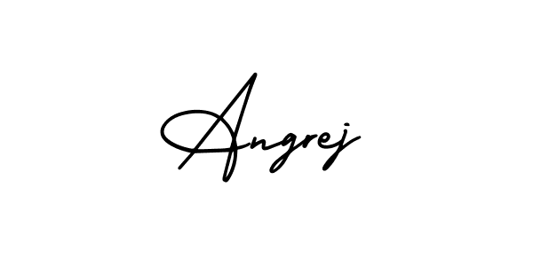 How to make Angrej name signature. Use AmerikaSignatureDemo-Regular style for creating short signs online. This is the latest handwritten sign. Angrej signature style 3 images and pictures png