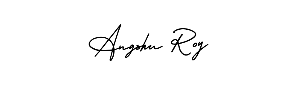 You should practise on your own different ways (AmerikaSignatureDemo-Regular) to write your name (Angshu Roy) in signature. don't let someone else do it for you. Angshu Roy signature style 3 images and pictures png