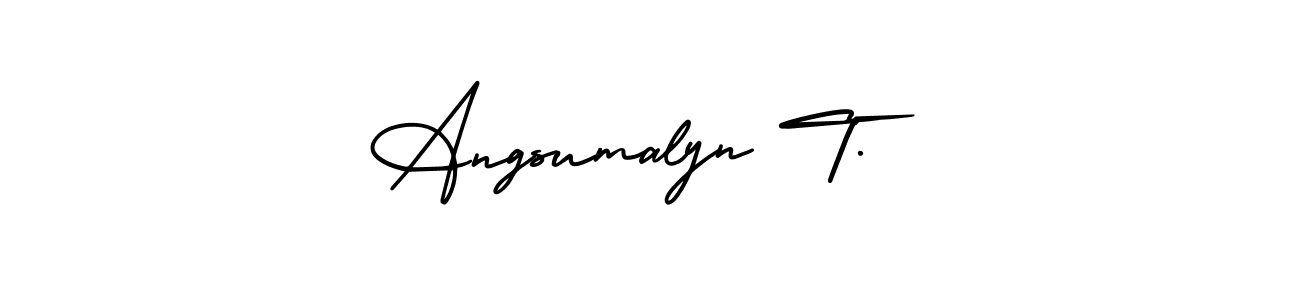 if you are searching for the best signature style for your name Angsumalyn T.. so please give up your signature search. here we have designed multiple signature styles  using AmerikaSignatureDemo-Regular. Angsumalyn T. signature style 3 images and pictures png