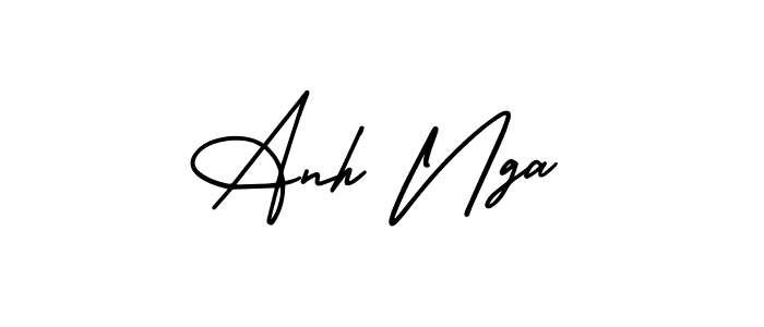 You should practise on your own different ways (AmerikaSignatureDemo-Regular) to write your name (Anh Nga) in signature. don't let someone else do it for you. Anh Nga signature style 3 images and pictures png