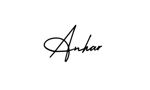 You should practise on your own different ways (AmerikaSignatureDemo-Regular) to write your name (Anhar) in signature. don't let someone else do it for you. Anhar signature style 3 images and pictures png