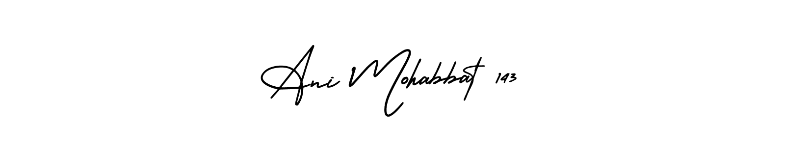 You can use this online signature creator to create a handwritten signature for the name Ani Mohabbat 143. This is the best online autograph maker. Ani Mohabbat 143 signature style 3 images and pictures png