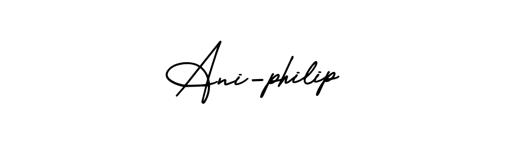 You should practise on your own different ways (AmerikaSignatureDemo-Regular) to write your name (Ani-philip) in signature. don't let someone else do it for you. Ani-philip signature style 3 images and pictures png