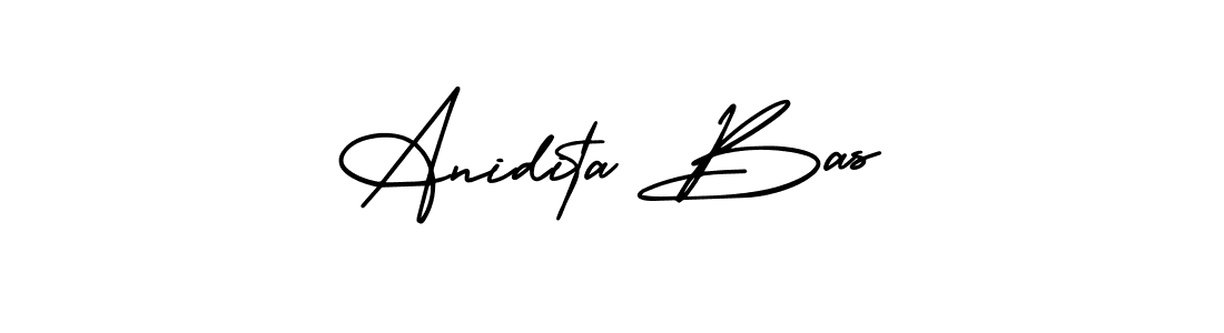You should practise on your own different ways (AmerikaSignatureDemo-Regular) to write your name (Anidita Bas) in signature. don't let someone else do it for you. Anidita Bas signature style 3 images and pictures png