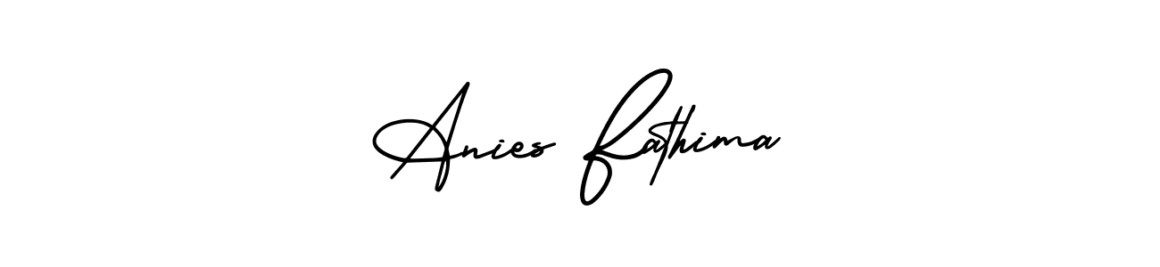 Anies Fathima stylish signature style. Best Handwritten Sign (AmerikaSignatureDemo-Regular) for my name. Handwritten Signature Collection Ideas for my name Anies Fathima. Anies Fathima signature style 3 images and pictures png