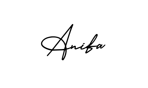 You should practise on your own different ways (AmerikaSignatureDemo-Regular) to write your name (Anifa) in signature. don't let someone else do it for you. Anifa signature style 3 images and pictures png