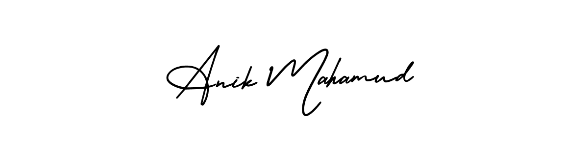You should practise on your own different ways (AmerikaSignatureDemo-Regular) to write your name (Anik Mahamud) in signature. don't let someone else do it for you. Anik Mahamud signature style 3 images and pictures png