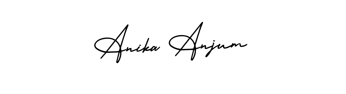 The best way (AmerikaSignatureDemo-Regular) to make a short signature is to pick only two or three words in your name. The name Anika Anjum include a total of six letters. For converting this name. Anika Anjum signature style 3 images and pictures png