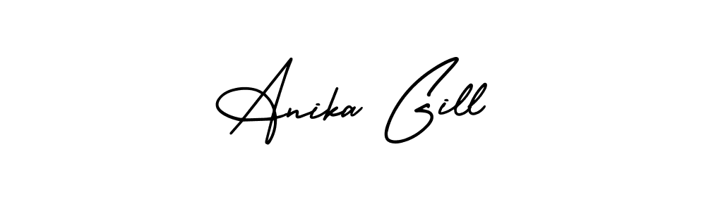 How to make Anika Gill name signature. Use AmerikaSignatureDemo-Regular style for creating short signs online. This is the latest handwritten sign. Anika Gill signature style 3 images and pictures png