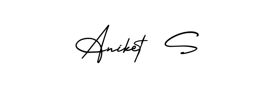 You should practise on your own different ways (AmerikaSignatureDemo-Regular) to write your name (Aniket  S) in signature. don't let someone else do it for you. Aniket  S signature style 3 images and pictures png