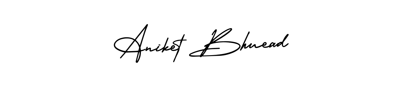 You should practise on your own different ways (AmerikaSignatureDemo-Regular) to write your name (Aniket Bhuead) in signature. don't let someone else do it for you. Aniket Bhuead signature style 3 images and pictures png