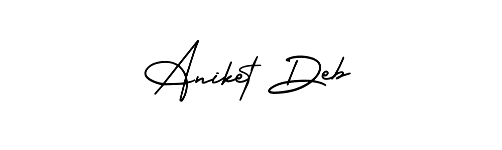 The best way (AmerikaSignatureDemo-Regular) to make a short signature is to pick only two or three words in your name. The name Aniket Deb include a total of six letters. For converting this name. Aniket Deb signature style 3 images and pictures png